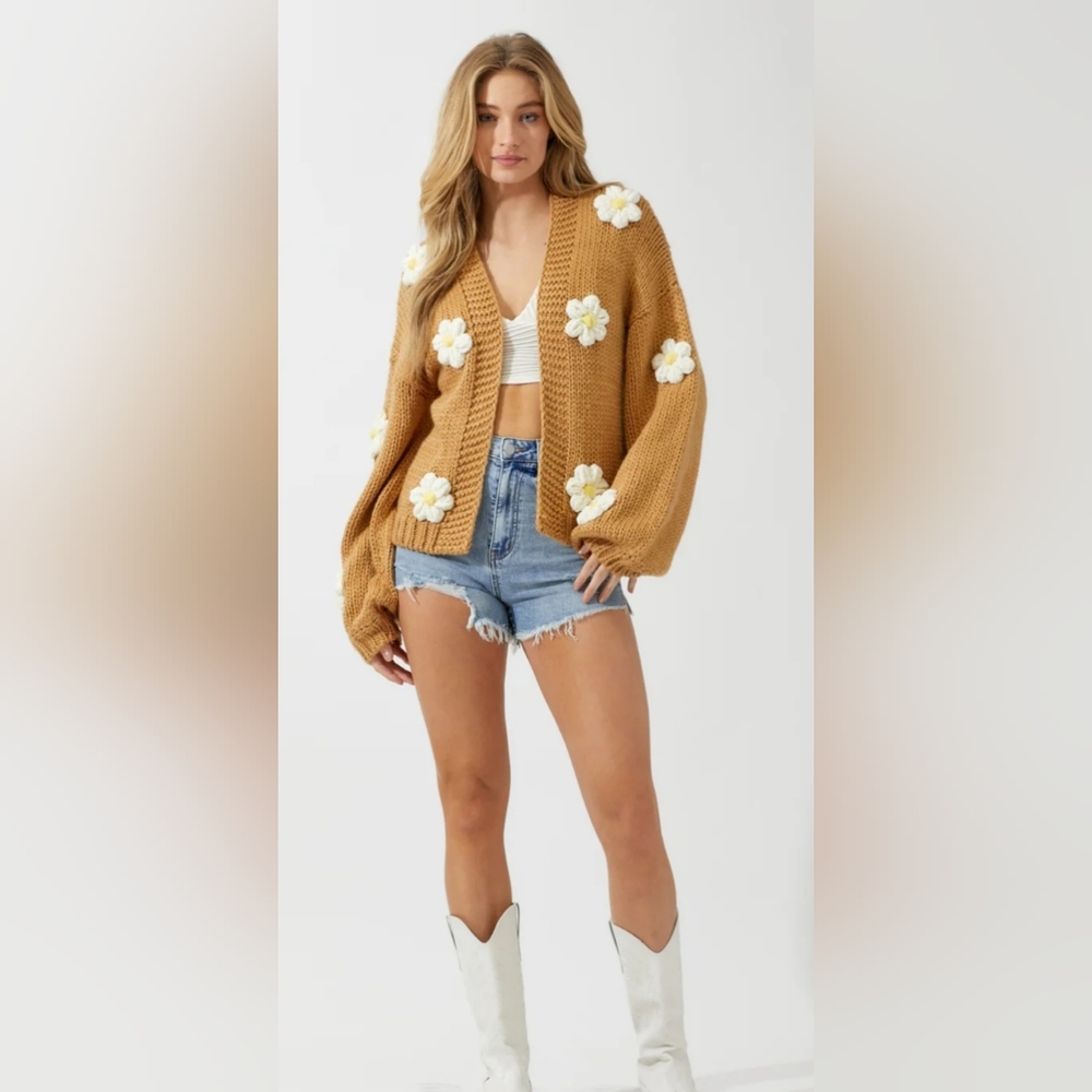 Come Into Bloom Cardigan - Camel